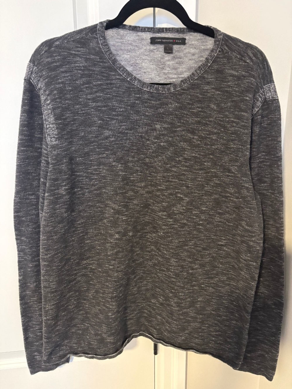 John Varvatos Grey/Black Spec Long Sleeve Large
